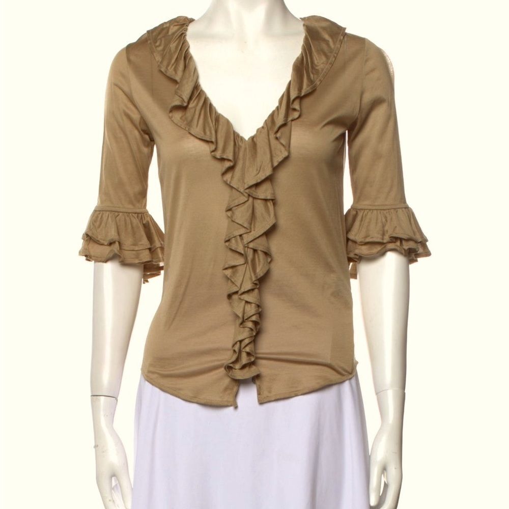 Ralph Lauren Ruffled V-neck Top. Size XS